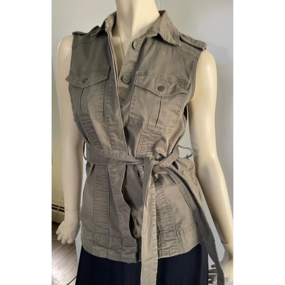 Khaki Vest with Belt, Size S/M, Shirt Vest, Y2K - Picture 6 of 11